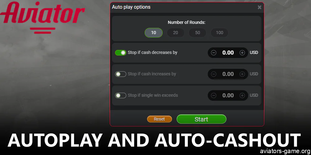 Information about Autoplay and Auto-Cashout options in Aviator game