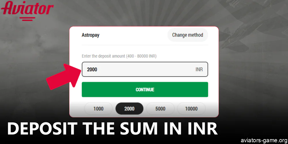 Deposit the sum in INR to play Aviator in real money mode