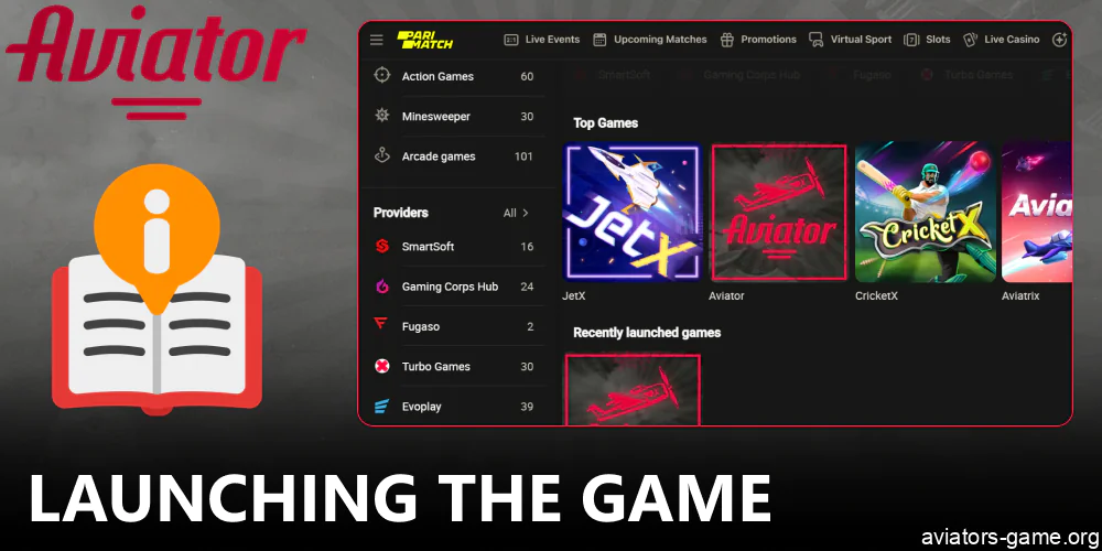 Instruction on launching Aviator crash game on Parimatch
