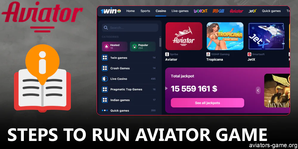 Instruction on launching Aviator crash game on 1win