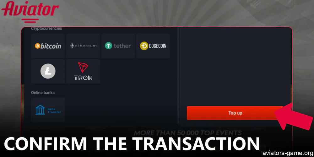 Confirm the transaction to start playing the Aviator game