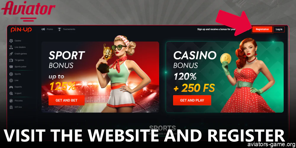 Visit the Avaitor casino website and register