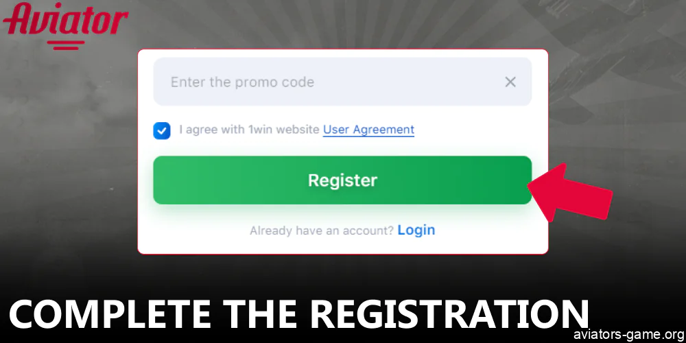 Complete the Aviator registration