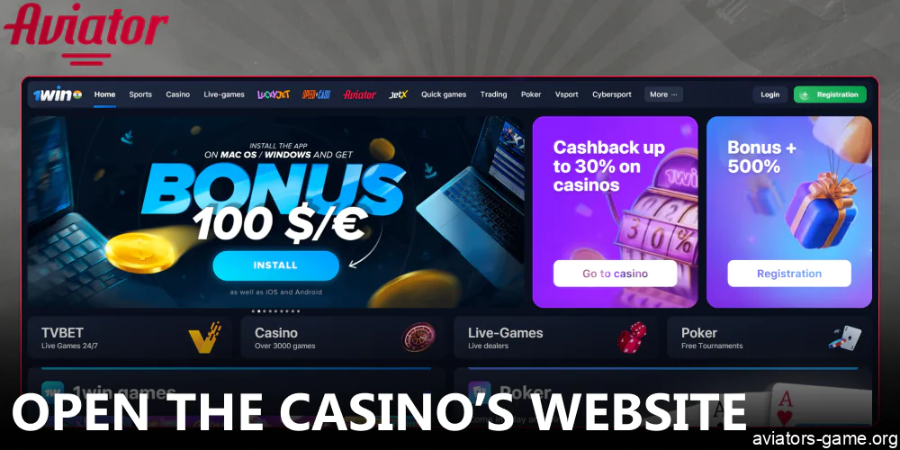 Open the casino’s website to start playing Aviator