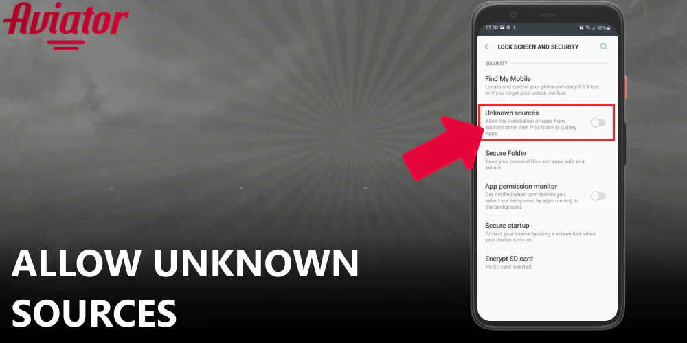 Allow unknown sources to install the Aviator app