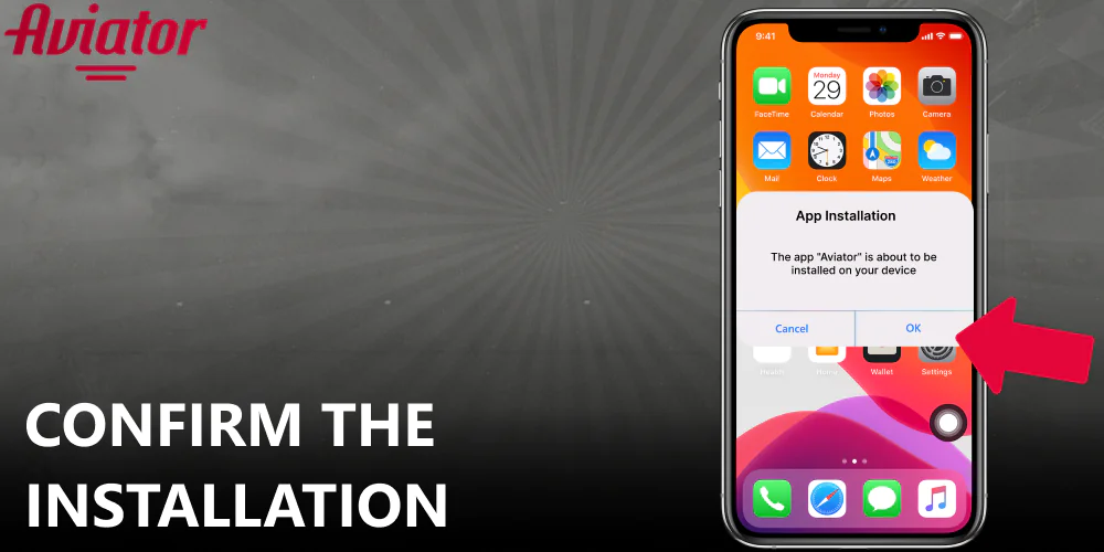 Confirm the Aviator app installation on iOS