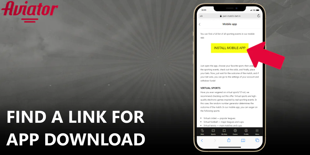 Find the Aviator app download link