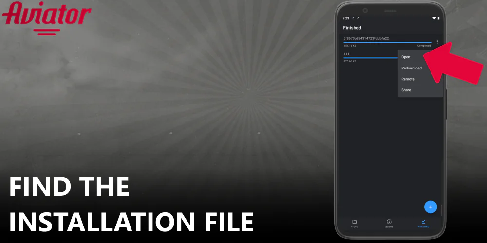 Find the Aviator app installation file