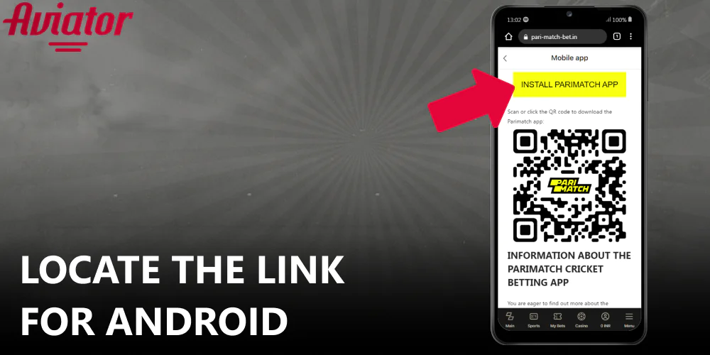 Locate the link for Aviator Android app