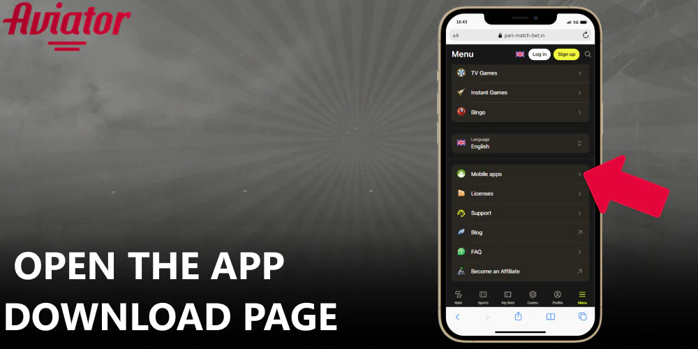 Open the Aviator app download page