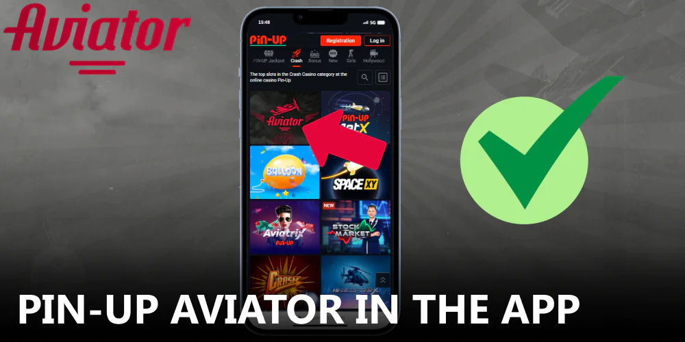 Instructions on locating Aviator game in the Pin-Up mobile app