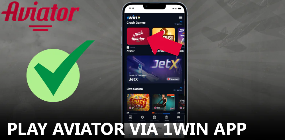 Instruction on how to find Aviator on 1win mobile app