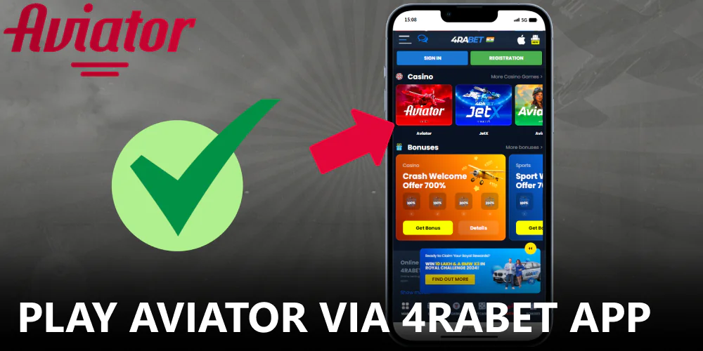 Instruction on how to find Aviator on 4rabet mobile app